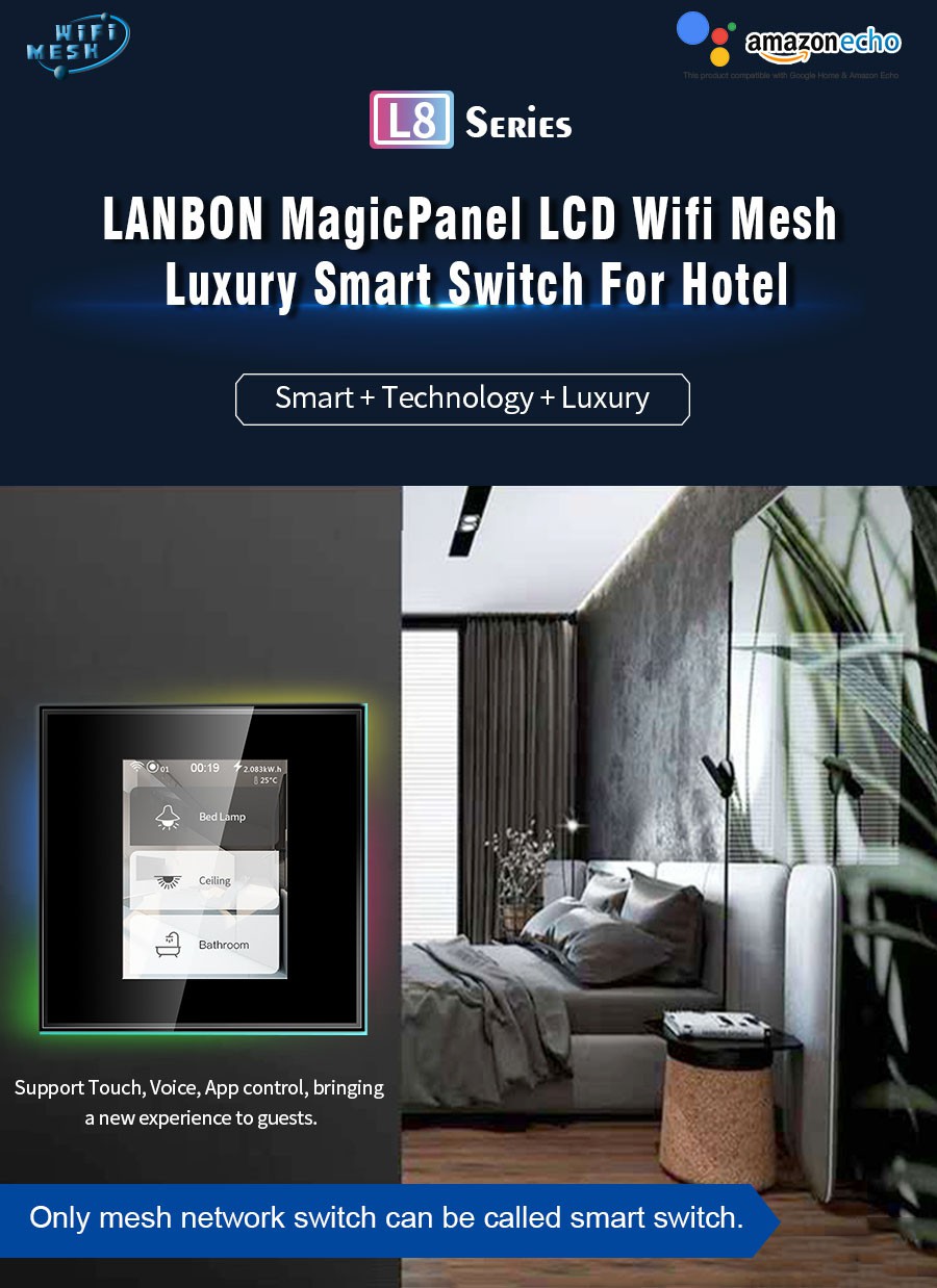 LANBON MagicPanel LCD Wifi MeshLuxury Smart Switch For Hote L8-HS 01 LANBON MagicPanel LCD Wifi MeshLuxury Smart Switch For Hote L8-HS 01