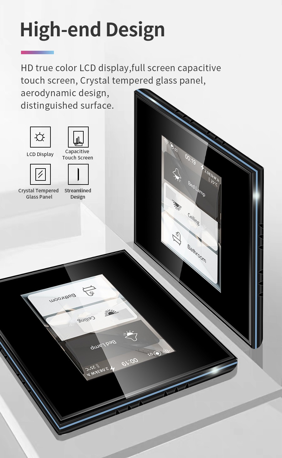 LANBON MagicPanel LCD Wifi MeshLuxury Smart Switch For Hote L8-HS 02 LANBON MagicPanel LCD Wifi MeshLuxury Smart Switch For Hote L8-HS 02